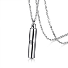 Load image into Gallery viewer, Silver Vial Pet Paw Cremation Necklace