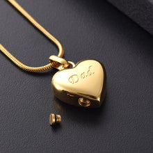 Load image into Gallery viewer, Simple Heart Etched With Dad Cremation Urn Necklace