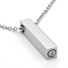 Load image into Gallery viewer, Simple Silver Column Cremation Urn Pendant Necklace
