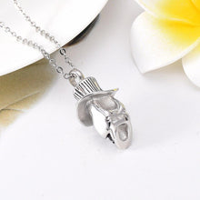 Load image into Gallery viewer, Skull With Top Hat Cremation Urn Necklace