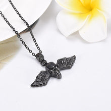 Load image into Gallery viewer, Skull With Wings Cremation Urn Necklace