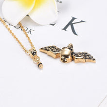 Load image into Gallery viewer, Skull With Wings Cremation Urn Necklace