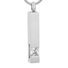 Load image into Gallery viewer, Solid Column Cremation Urn Necklace w/ Rhinestone