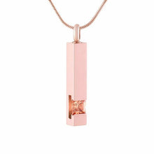 Load image into Gallery viewer, Solid Column Cremation Urn Necklace w/ Rhinestone