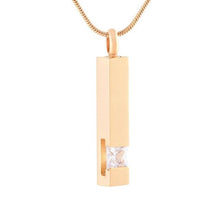 Load image into Gallery viewer, Solid Column Cremation Urn Necklace w/ Rhinestone