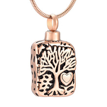 Load image into Gallery viewer, Square Shaped Tree of Life Cremation Urn Necklace