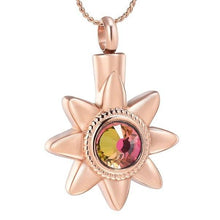 Load image into Gallery viewer, Sun Star With Rhinestone Inlay Cremation Urn Necklace