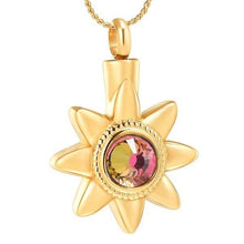 Load image into Gallery viewer, Sun Star With Rhinestone Inlay Cremation Urn Necklace