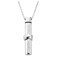 Load image into Gallery viewer, Together Forever In Loving Memory Infinity Cylinder Cremation Urn Necklace