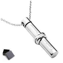 Load image into Gallery viewer, Together Forever In Loving Memory Infinity Cylinder Cremation Urn Necklace