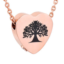 Load image into Gallery viewer, Tree of Life Inside A Heart Cremation Urn Necklace