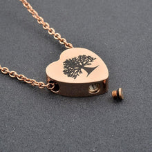 Load image into Gallery viewer, Tree of Life Inside A Heart Cremation Urn Necklace