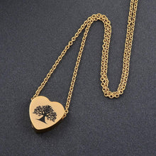 Load image into Gallery viewer, Tree of Life Inside A Heart Cremation Urn Necklace