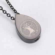 Load image into Gallery viewer, Tree of Life Teardrop Cremation Urn Necklace