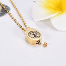 Load image into Gallery viewer, Tree of Life Teardrop Cremation Urn Necklace