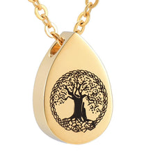 Load image into Gallery viewer, Tree of Life Teardrop Cremation Urn Necklace