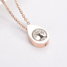 Load image into Gallery viewer, Tree of Life Teardrop Cremation Urn Necklace