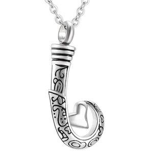 Unique Silver Fish Hook Cremation Urn Necklace