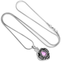 Load image into Gallery viewer, Vintage Heart Shaped Cremation Urn Necklaces With Rhinestone Gemstone