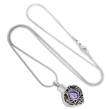 Load image into Gallery viewer, Vintage Heart Shaped Cremation Urn Necklaces With Rhinestone Gemstone