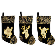 Load image into Gallery viewer, Set of 3 Felt Santa, Reindeer Christmas Stockings 16 Inches