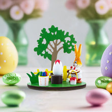 Load image into Gallery viewer, Wooden Bunny Figurine Decorating Easter Eggs