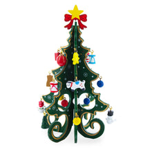 Load image into Gallery viewer, Wooden Tabletop Christmas Tree with Cute Miniature German Style Wooden Ornaments 7.5 Inches