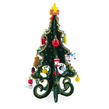 Load image into Gallery viewer, Wooden Tabletop Christmas Tree with Cute Miniature German Style Wooden Ornaments 7.5 Inches