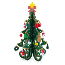Load image into Gallery viewer, Wooden Tabletop Christmas Tree with Cute Miniature German Style Wooden Ornaments 7.5 Inches