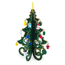 Load image into Gallery viewer, Wooden Tabletop Christmas Tree with Cute Miniature German Style Wooden Ornaments 7.5 Inches