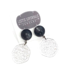 Load image into Gallery viewer, Grey &amp; Clear Ice Chip Statement Drop Earrings