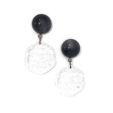 Load image into Gallery viewer, Grey &amp; Clear Ice Chip Statement Drop Earrings