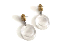 Load image into Gallery viewer, Clear &amp; Gold Mercury Art Deco Carved Earrings