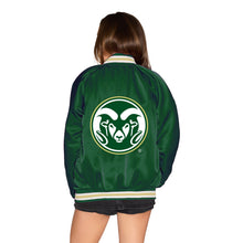 Load image into Gallery viewer, Colorado State Satin Letterman Bomber Jacket