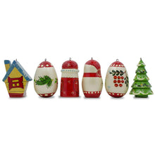 Load image into Gallery viewer, 6 Hand Painted Wooden Christmas Ornaments 2.25 Inches