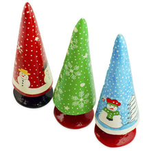 Load image into Gallery viewer, Set of 3 Wooden Tabletop Christmas Trees 8.5 Inches