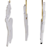 Load image into Gallery viewer, Set of 3 White Deer Wooden Christmas Ornaments 7 Inches