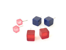 Load image into Gallery viewer, Eggplant Midi Cube Stud Earrings