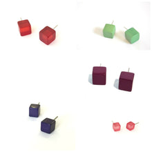 Load image into Gallery viewer, Carnelian Red Tiny Square Stud Earrings