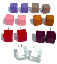 Load image into Gallery viewer, Nutmeg Brown Midi Cube Stud Earrings
