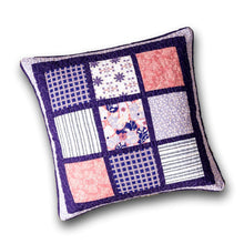Load image into Gallery viewer, DaDa Bedding Peachy Blossoms Purple Floral Patchwork Euro Pillow Sham Cover, 26" x 26" - Designed in USA (JHW877)