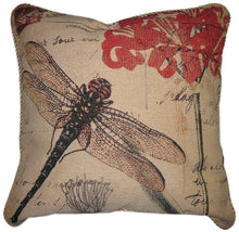 Load image into Gallery viewer, DaDa Bedding Dragonfly Dreams Elegant Insect Bug Throw Pillow Cushion Cover - 1-Piece - 18"