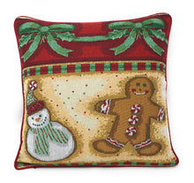 Load image into Gallery viewer, DaDa Bedding Gingerbread Snowman Woven Tapestry Throw Pillow Covers 16" x 16" (12917)