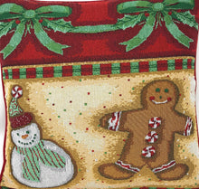 Load image into Gallery viewer, DaDa Bedding Gingerbread Snowman Woven Tapestry Throw Pillow Covers 16" x 16" (12917)