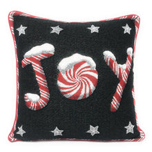 Load image into Gallery viewer, DaDa Bedding Peppermint Joy Stars Red Black Tapestry Throw Pillow Cover - 16” x 16” (12904)