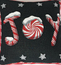 Load image into Gallery viewer, DaDa Bedding Peppermint Joy Stars Red Black Tapestry Throw Pillow Cover - 16” x 16” (12904)