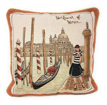 Load image into Gallery viewer, DaDa Bedding Postcard of Venice Italy Elegant Throw Pillow Cushion Cover, 18" 1-Piece