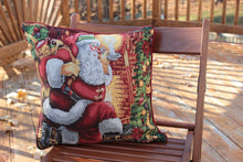 Load image into Gallery viewer, Tache Festive Santa Down the Chimney Tapestry Throw Pillow Cover (DB11533CC)