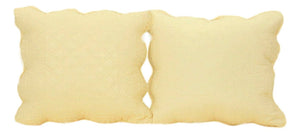 Tache Yellow Diamond Matelasse Scalloped Buttercup Puffs Cushion Covers / Euro Sham
