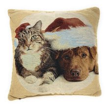 Load image into Gallery viewer, Tache Best Friend Pets Dog and Cat Christmas Tapestry Woven Throw Pillow Cover (16461)